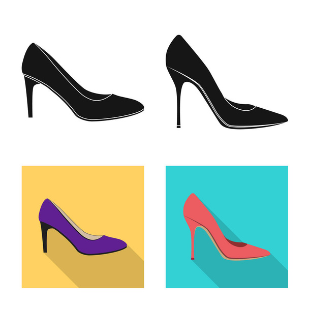Isolated object of footwear and woman logo. Collection of footwear and foot stock vector illustration. - Вектор,изображение