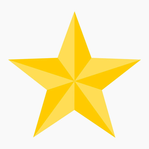 Векторная плоская в современном стиле иллюстрация сияющей золотой звезды на белом фоне
 - Вектор,изображение