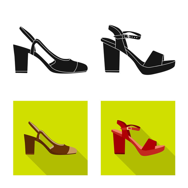 Vector illustration of footwear and woman symbol. Collection of footwear and foot vector icon for stock. - Διάνυσμα, εικόνα