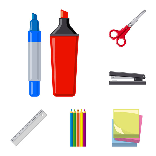 Vector illustration of office and supply sign. Set of office and school vector icon for stock. - Vetor, Imagem