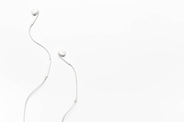 white Earphones isolated on white background - Photo, image