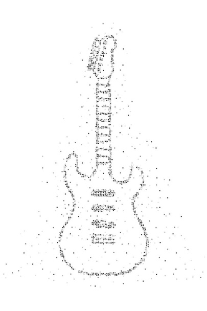 abstrait géométrique carré boîte pixel forme guitare électrique, conception de concept d'instrument de musique illustration en couleur noire sur fond blanc avec espace de copie, vecteur eps 10
 - Vecteur, image