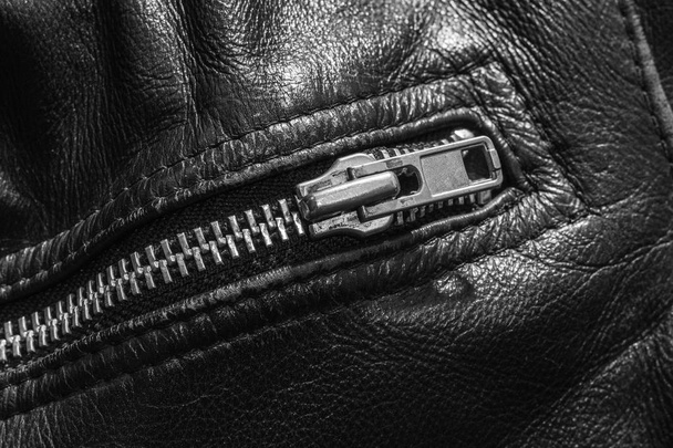 black leather jacket close up - Fotó, kép