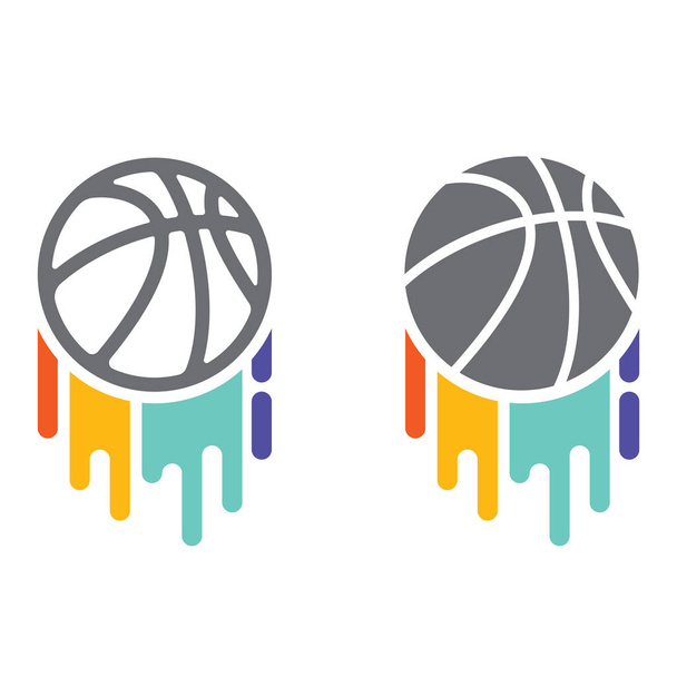 Color paint with basketballs - Vector, Image