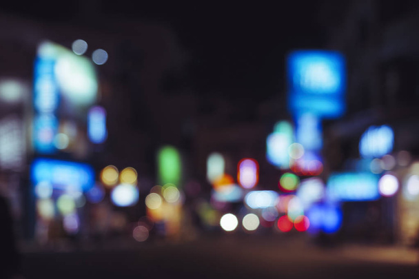 Bulanıklık hafif renkli Bokeh şehir gece arka plan bulanıklık soyut - Fotoğraf, Görsel