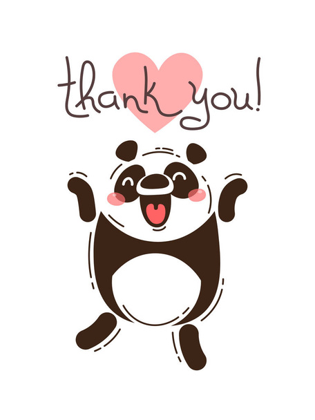 Αστεία panda λέει ευχαριστώ. Εικονογράφηση διάνυσμα σε στυλ καρτούν - Διάνυσμα, εικόνα