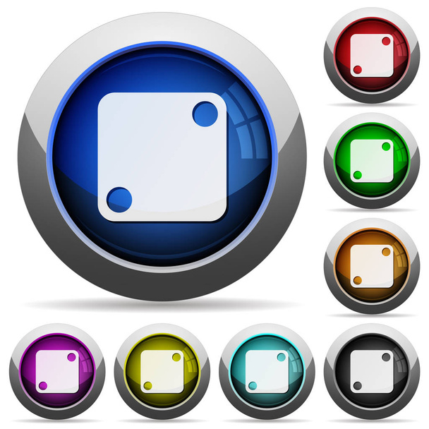 Domino dos iconos en botones redondos brillantes con marcos de acero
 - Vector, imagen