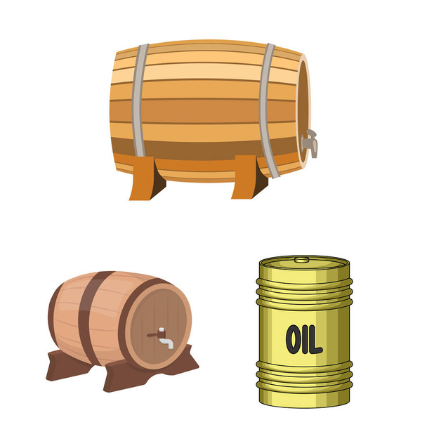 Vector design of barrel and beer icon. Collection of barrel and keg vector icon for stock. - Vector, Image