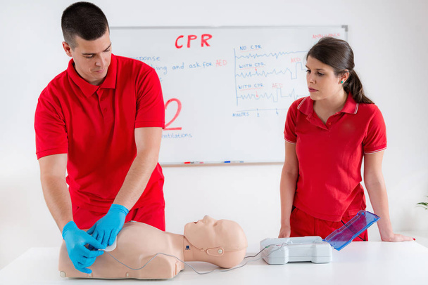 First Aid Training - Cardiopulmonary resuscitation. First aid course. - Photo, Image