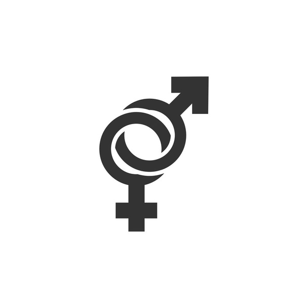 性別。白い背景の黒いアイコン フラット - ベクター画像