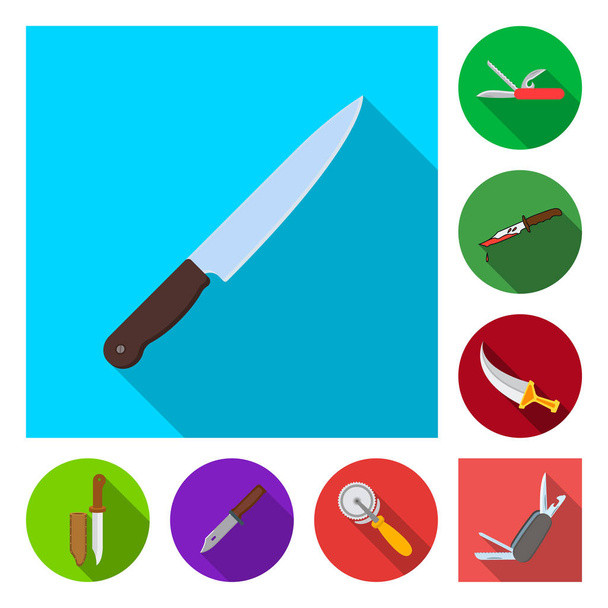 Vector design of knife and cut sign. Set of knife and flat vector icon for stock. - ベクター画像