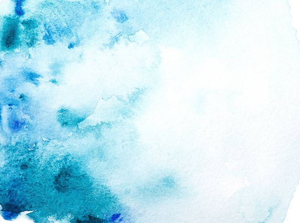 Blue Watercolor background. Abstract Hand painted template with uneven edges. Watercolor wash - Foto, imagen