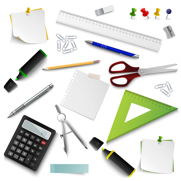 Collection of office different design elemets supplies template vector eps 10 - Vector, Image