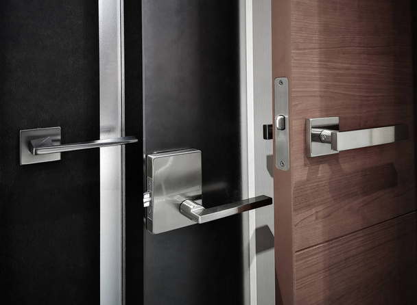 Modern style door handle on natural - Foto, imagen