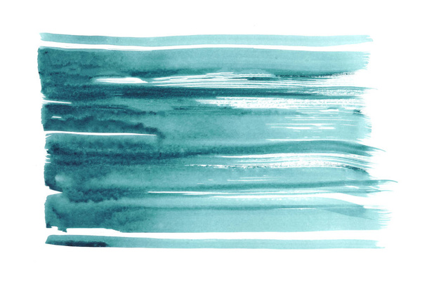 Zee blauw aquarelle borstel verf papier textuur geïsoleerde vlek-element voor tekstontwerp, sjabloon. Aquarel levendige brechterhand getrokken afbeelding achtergrond voor achtergrond, tag - Foto, afbeelding