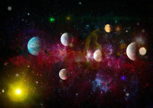 egy bolygó és galaxis csillagai egy szabad térben. elemei ezt a képet által nyújtott nasa . - Fotó, kép