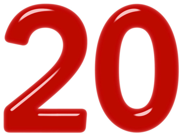 Numeral 20, twenty, isolated on white background, 3d render - Foto, Imagen