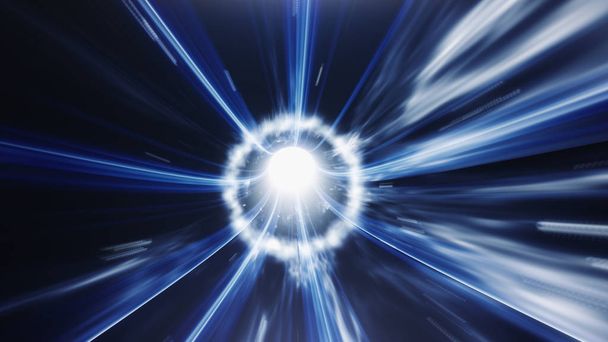 3d renderizza lo spazio del vortice temporale del tunnel spaziale blu
 - Foto, immagini