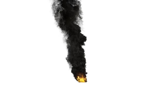 3D renderowania dużych dymu i ognia na białym tle - Zdjęcie, obraz