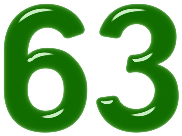 Номер 63, шестьдесят три, выделено на белом фоне, 3d рендеринг
 - Фото, изображение