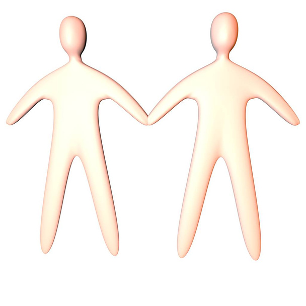gay couple 3d illustration full body hold hands isolated on white - Photo, Image
