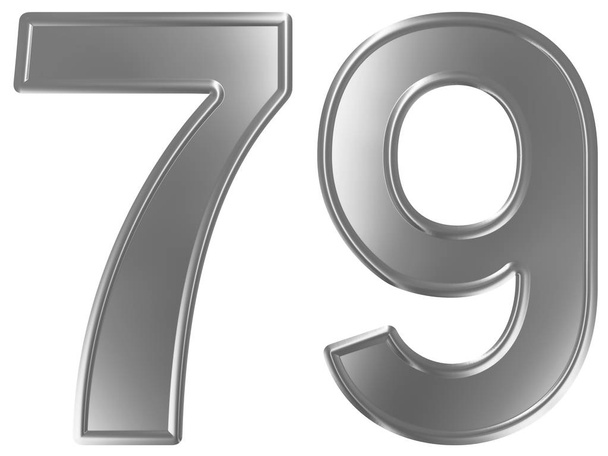 Число 79, сімдесят дев'ять, ізольовані на білому тлі, 3d рендеринг
 - Фото, зображення