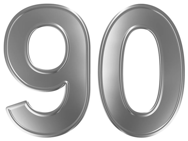 Номер 90, девяносто, выделен на белом фоне, 3d рендеринг
 - Фото, изображение