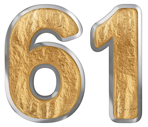 Numeral 61, sesenta y uno, aislado sobre fondo blanco, renderizado 3d
 - Foto, Imagen
