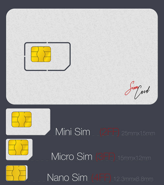 SIM Card. telefoon Chip. Realistische Vector Icon. Geïsoleerde Object op  - Vector, afbeelding