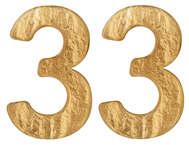 Numeral 33, trinta e três, isolado em fundo branco, renderização 3d
 - Foto, Imagem