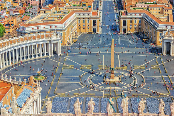 Vatican view and statues on the top of St Peters Basilica - Photo, Image