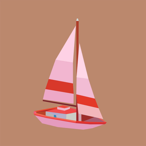 геометричний красивий вітрильний корабель рожевого кольору
 - Вектор, зображення