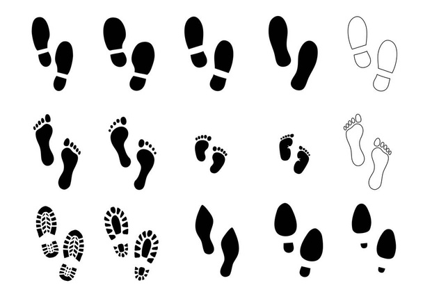 Footprints human shoes shoe sole funny feet footsteps paws people funny fun follow child baby foot vector hiking icon steps sign forbidden Two Bare foot Walks Walking Stampen run fast speedy footmark - Vector, Image
