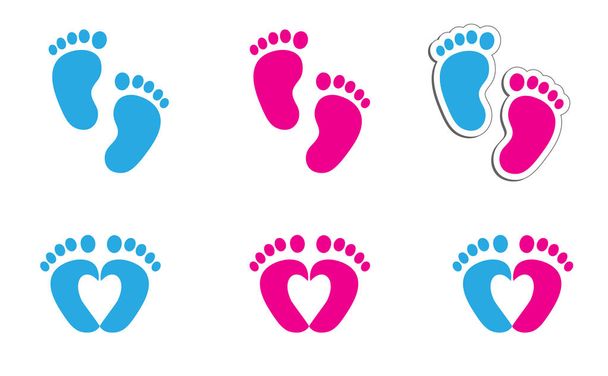 Baby coming soon baby gender reveal symbol baby girl baby boy icon vector eps footstep footprints foot feet hand Fun funny happy gender Pretty Pregnant Bump newborn heart love pictogram sign logo - Vector, Image
