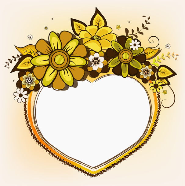 Vector frame in the shape of heart with a floral design. EPS 10 - Vetor, Imagem