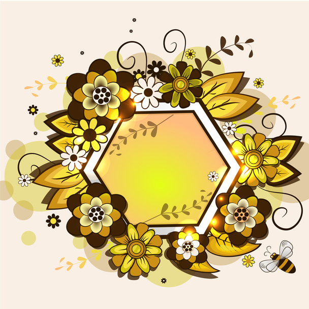 Vector frame in the form of honeycomb with a floral design. EPS 10 - Vektor, obrázek