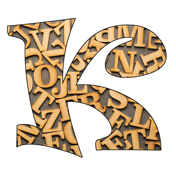 K, Letter of the alphabet - Wooden letters. White background - Fotografie, Obrázek