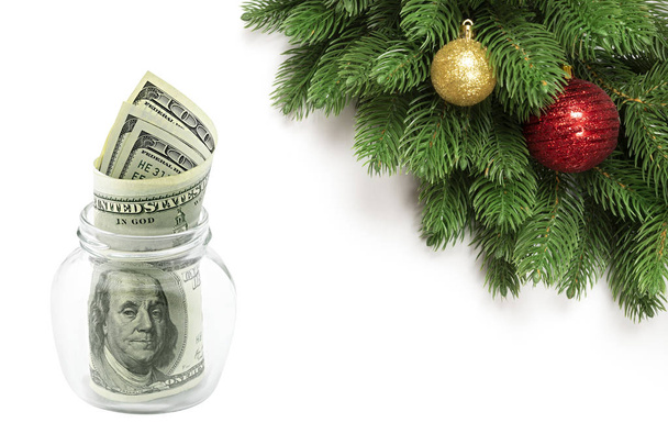 Geld kerst geïsoleerd op een witte achtergrond - Foto, afbeelding