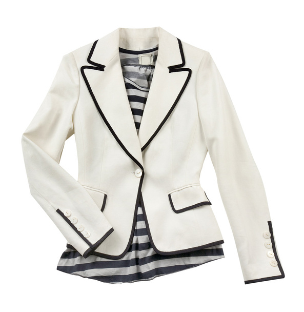 White blazer with striped t shirt - Fotó, kép