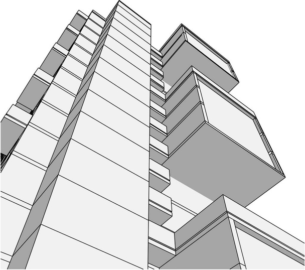 mimari yapı 3d çizim  - Vektör, Görsel