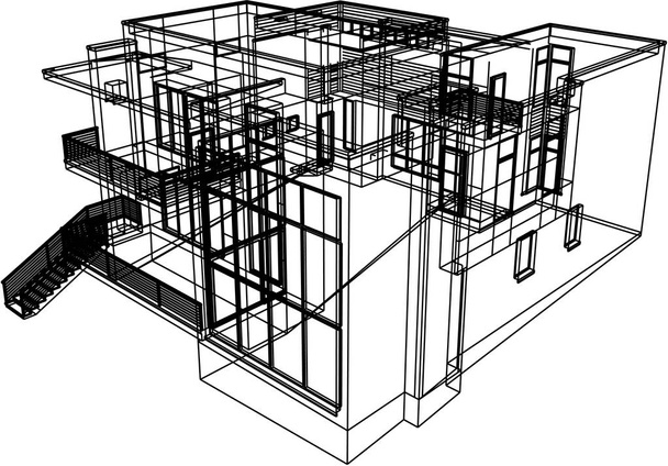 House koncepció vázlat 3d vektoros illusztráció - Vektor, kép