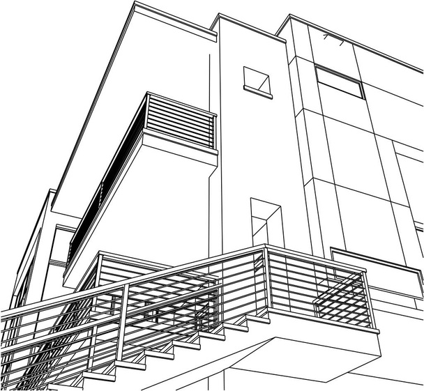 Эскиз концепции дома 3d векторная иллюстрация
 - Вектор,изображение