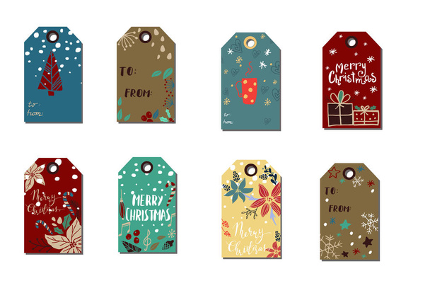 Christmas tags cute collection - Vektor, Bild