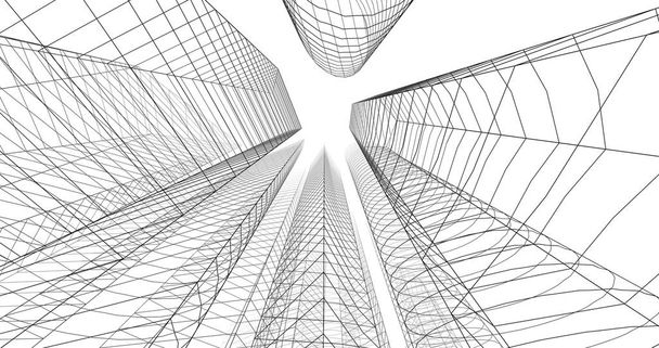3D ilustracja architektura miasta i budynków  - Zdjęcie, obraz