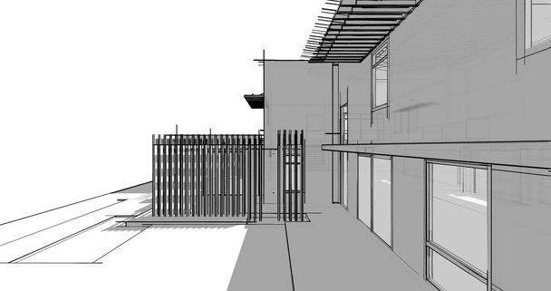 Эскиз концепции дома 3d иллюстрация
 - Фото, изображение