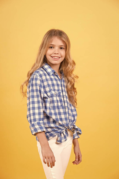 Child model smile with long blond hair - Φωτογραφία, εικόνα