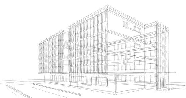 Edifício da casa desenho arquitetônico ilustração 3d
 - Foto, Imagem