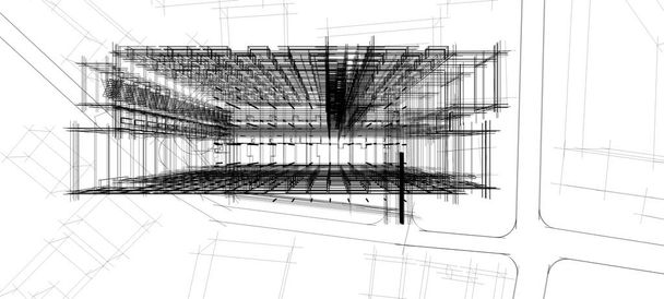 architektonické výkresy 3d ilustrace - ilustrace - Fotografie, Obrázek