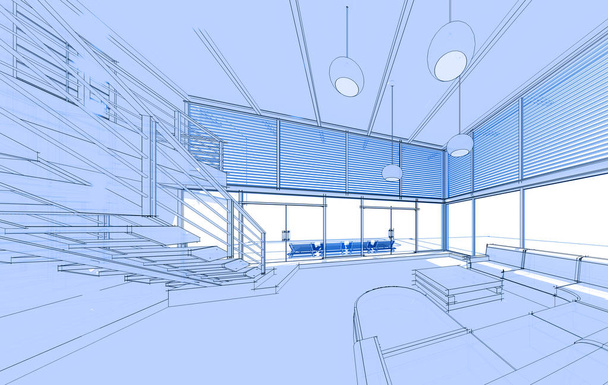 dibujos arquitectónicos 3d ilustración - Ilustración
 - Foto, Imagen