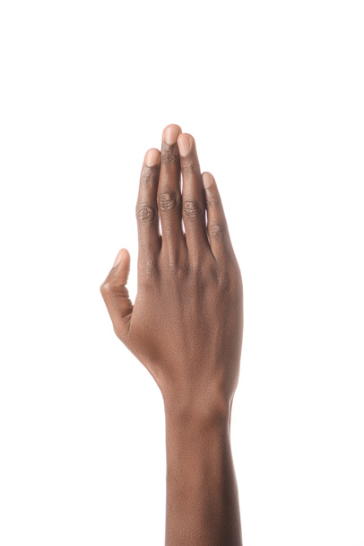 περικοπεί θέα του χεριού αφρικανική αμερικανική άνθρωπος που απομονώνονται σε λευκό - Φωτογραφία, εικόνα